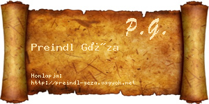 Preindl Géza névjegykártya
